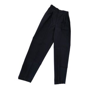 Wide-Leg Navy Pleated Women's Trousers
